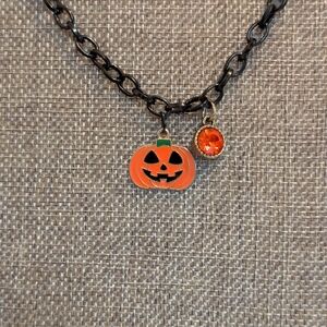Halloween Pumpkin Necklace with Orange Charm